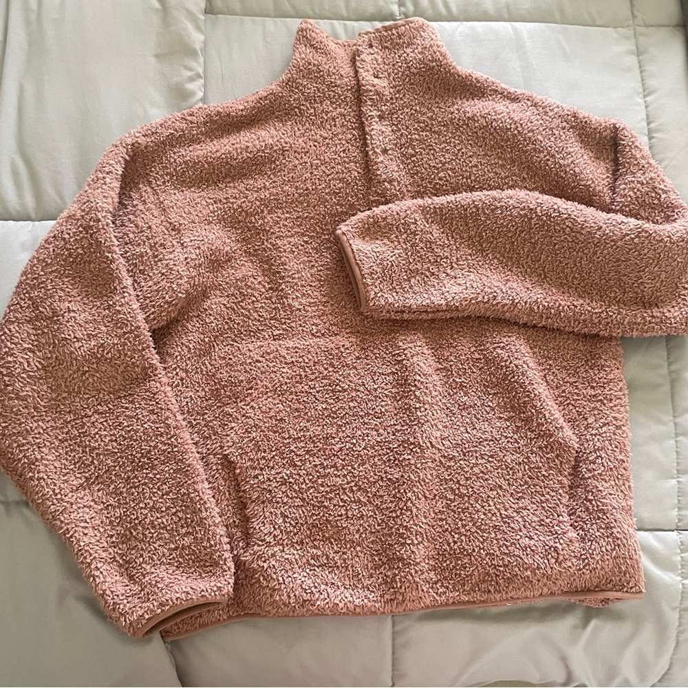 Skims Cozy Knit Pullover/matching shorts in color Rose Clay in size L/XL.